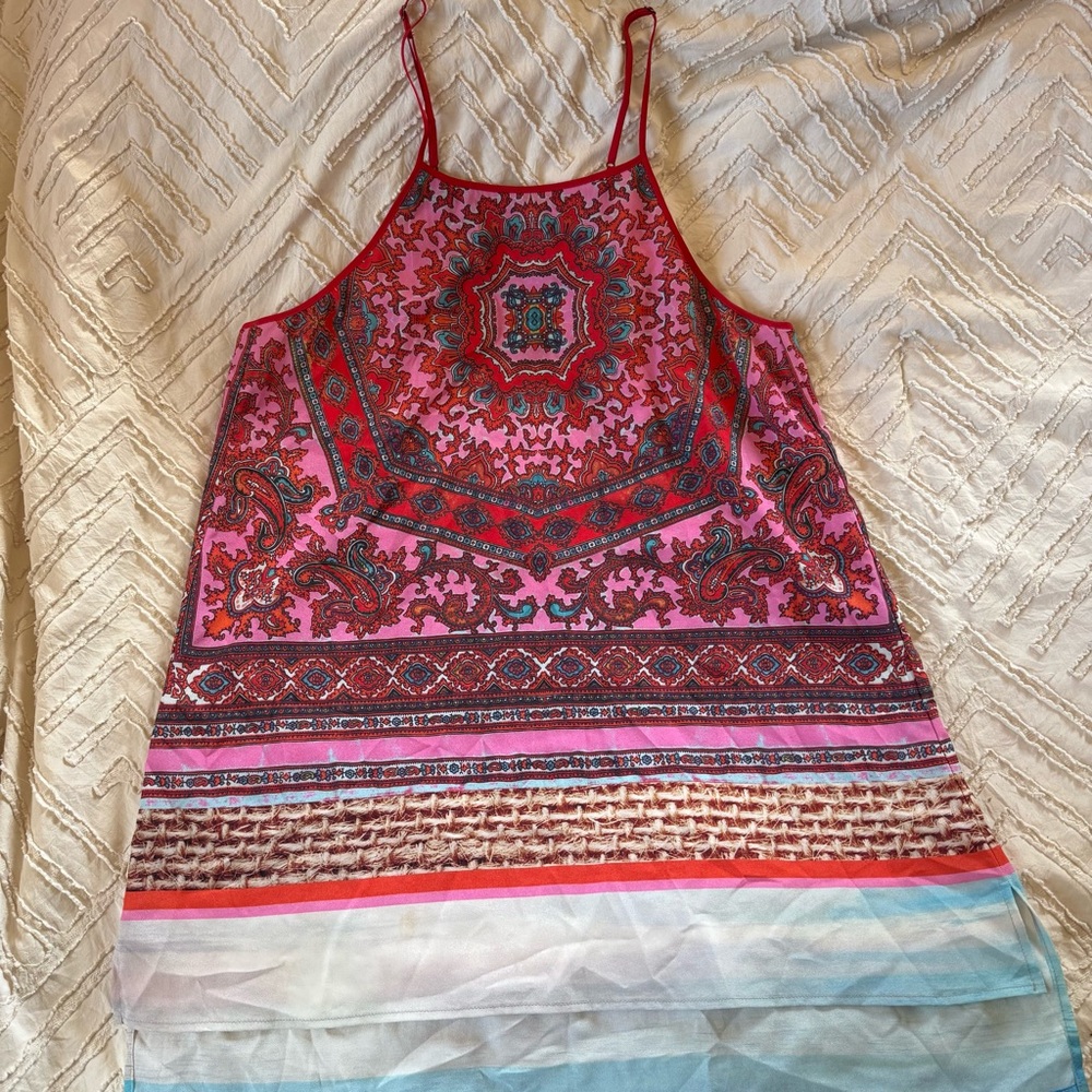 Clover Canyon Women’s Orange Sleeveless Blouse Top Size S Designer Tank boho